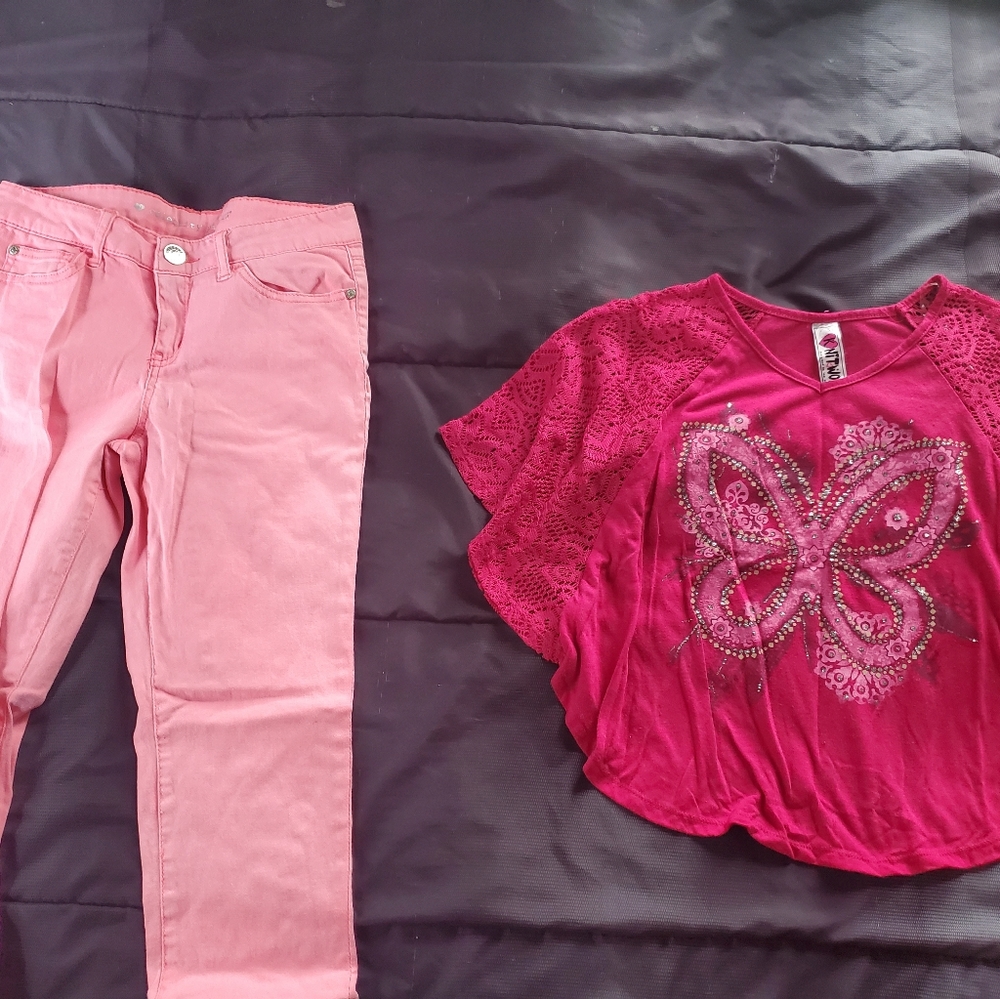 girl 14 pink capri  and top